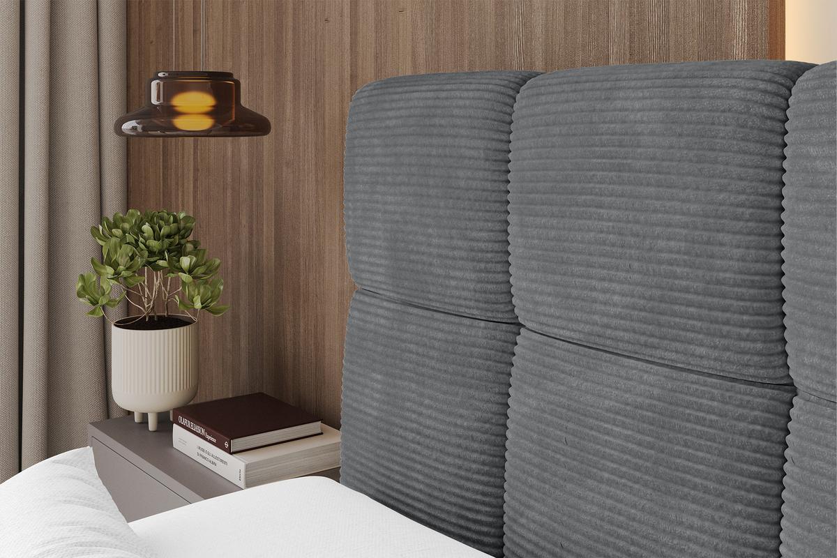BOXBETT mit Matratze H3/H4 - FAMA KING - 160x200 cm Dunkelgrau Poso - Taupe, Holzwerkstoff (160/200cm) - ALTDECOR