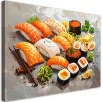 LEINWANDBILD Sushi Essen 100x70cm - Multicolor, Textil (100/70cm) - Feeby