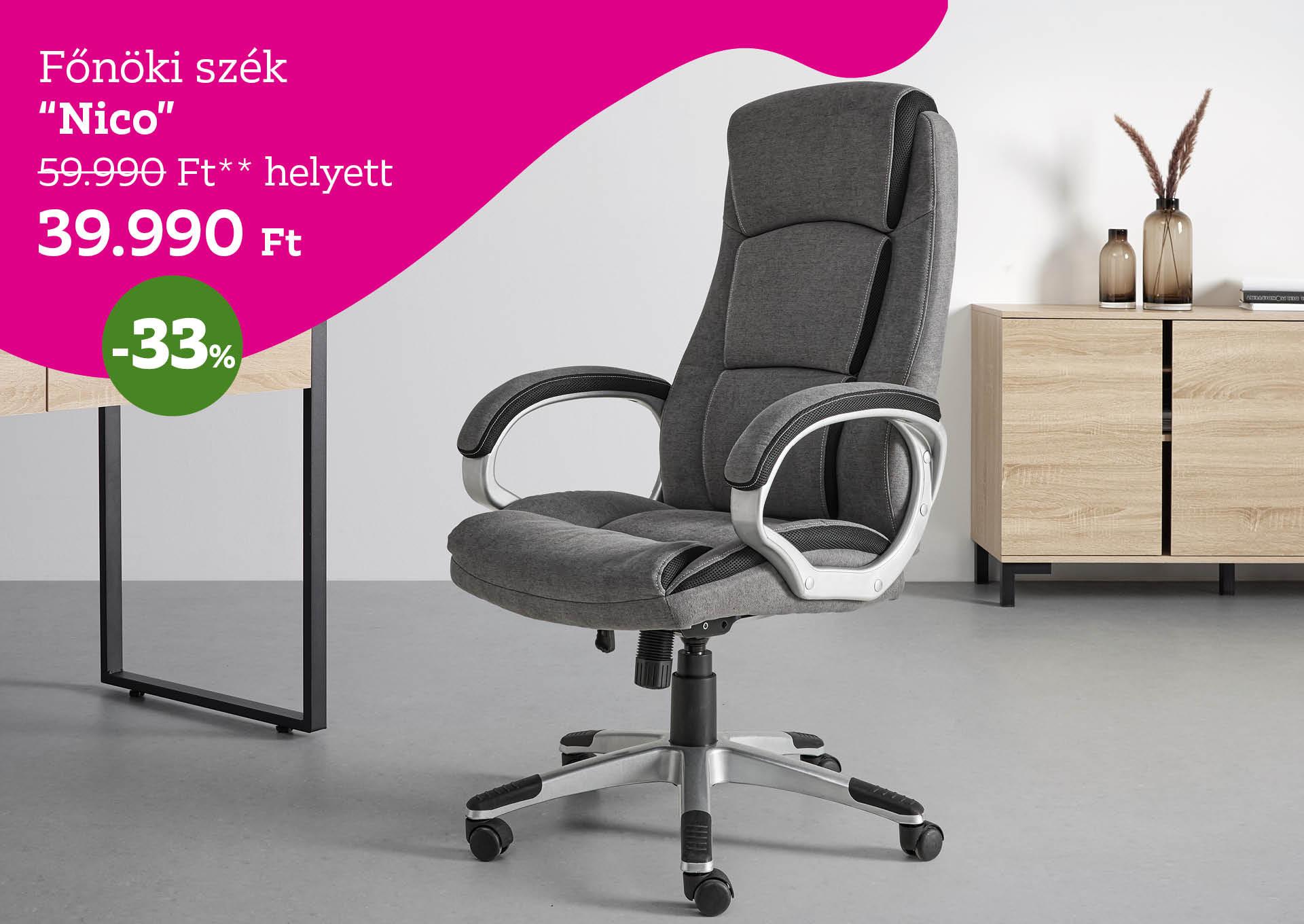 Főnöki szék  NICO 59990 Forint helyett 39990 Forint, kedvezmény mértéke 33%