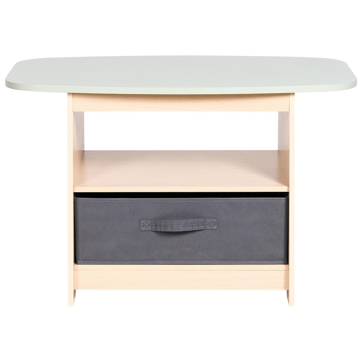 KINDERTISCH mit Stühlen Hellbraun/Grün Lucas - Hellbraun, Holzwerkstoff (80/50/48cm) - Beliani