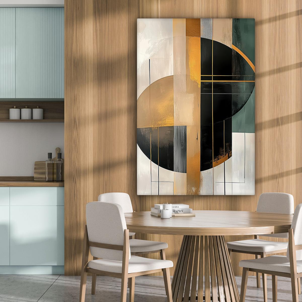 LEINWANDBILD Abstrakt - Gold - Bronze - Grün - Formen - Modern Deko XXL 80x120 cm - Multicolor, Textil (80/120cm) - MuchoWow