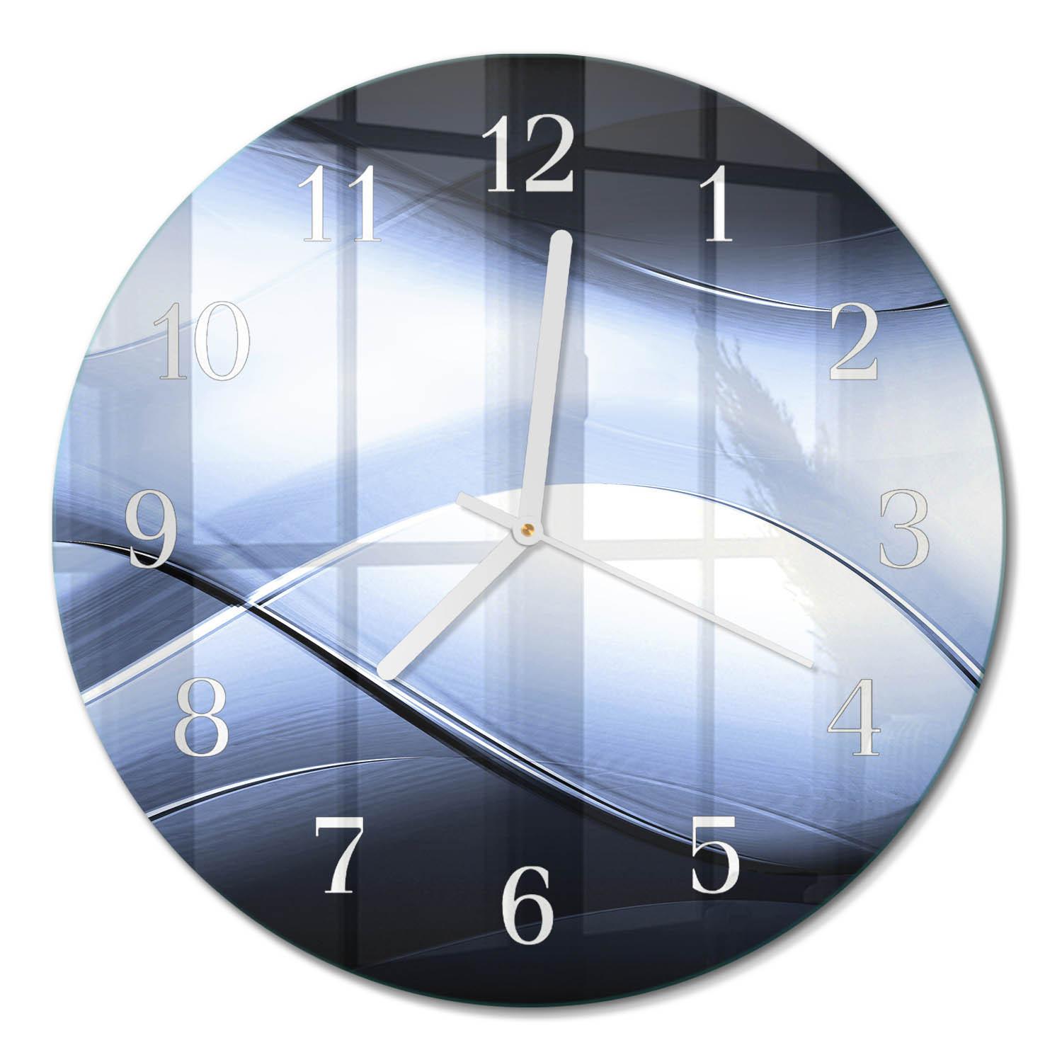 WANDUHR aus Glas Ø30 cm - Abstraktion - Blau, Glas (30/30/0.4cm) - TULUP