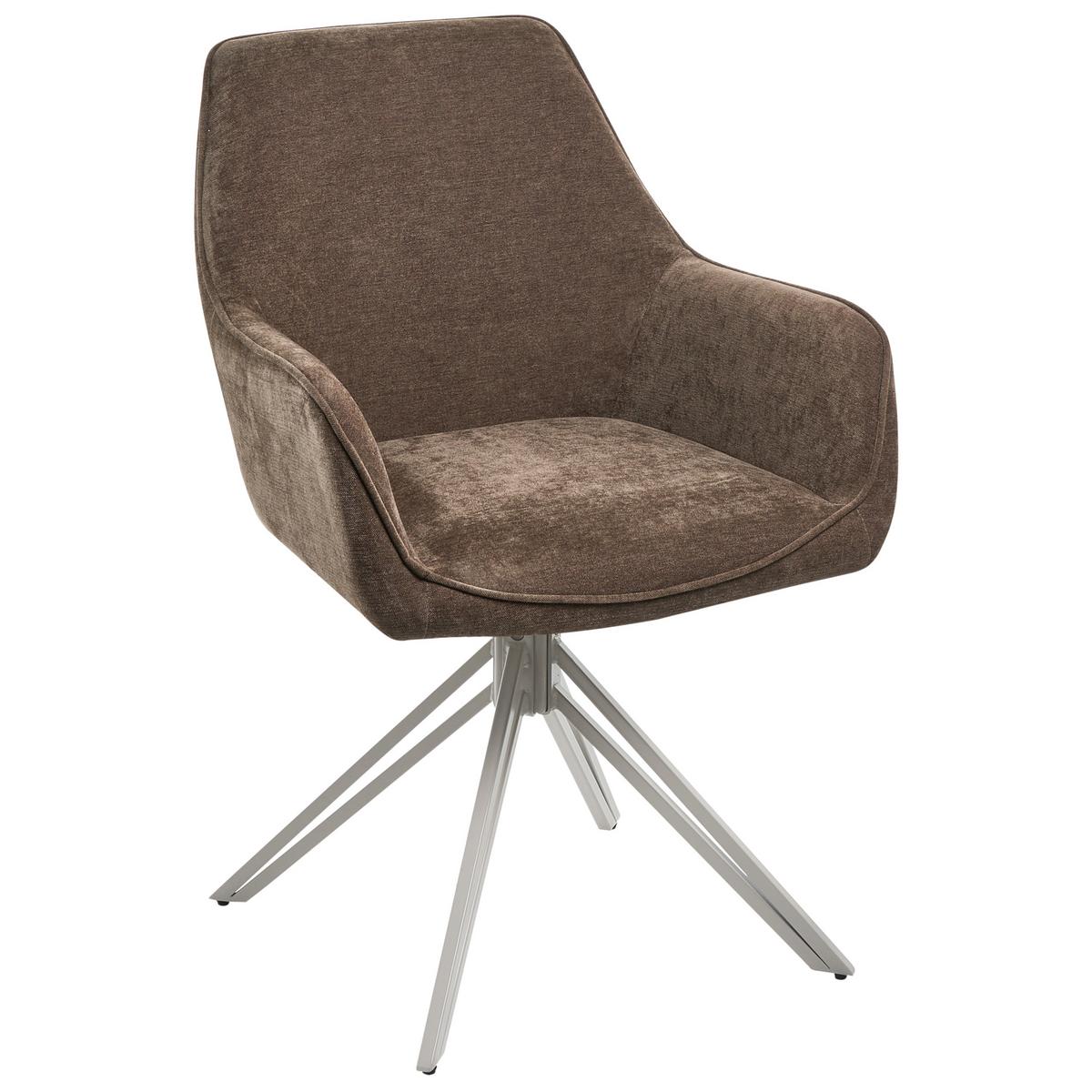 ESSZIMMERSTUHL 2er-Set Stoff Braun Jodar - Braun, Textil (56/83/60cm) - Beliani