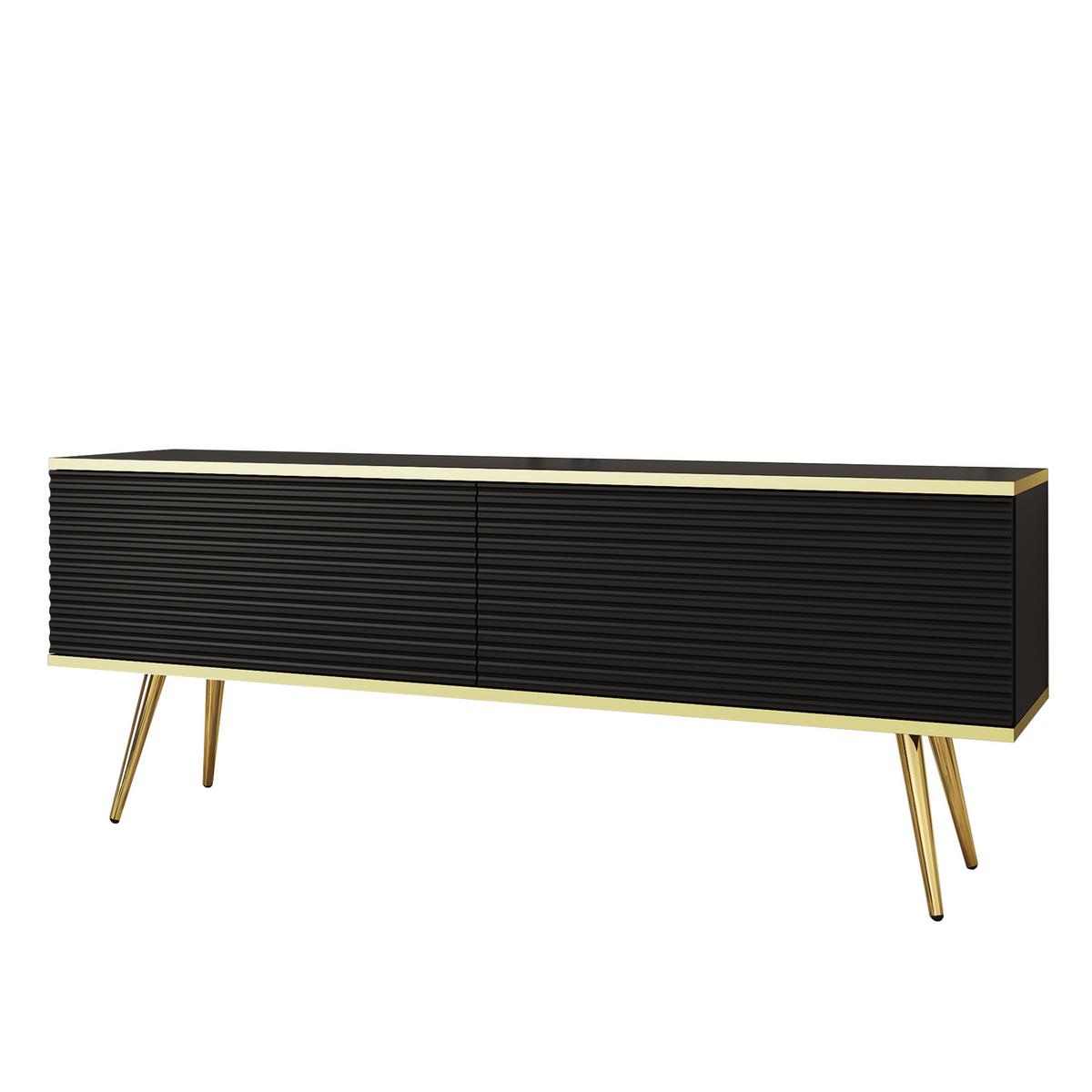 LOWBOARD VENEZIA 135/30/32 cm, Schwarz - Schwarz, Holzwerkstoff (135/30/32cm) - MASSENO