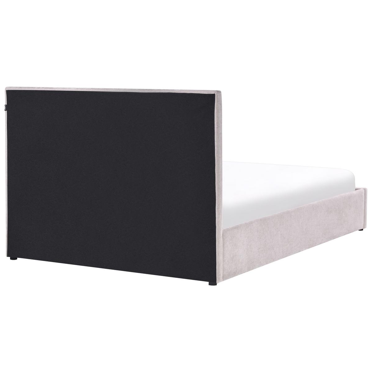 BETT mit Stauraum 160/200 cm Chenillegewebe Taupe Quiberon - Taupe, Textil (160/200cm) - Beliani