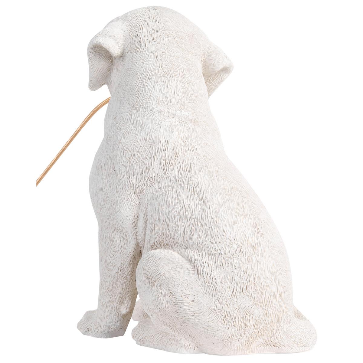 TISCHLAMPE Hund Weiß Lucky - Messingfarben/Weiß, Kunststoff (23/28/41cm) - Beliani