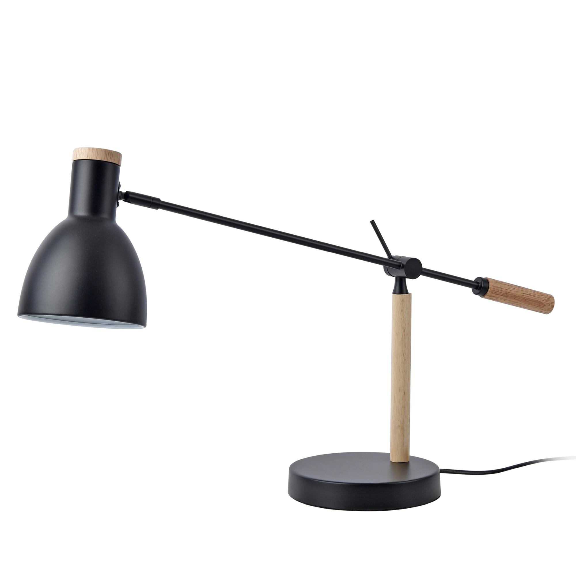 SCHREIBTISCHLAMPE Watford - Schwarz/Braun, Holz/Metall (18/38/67cm) - lux.pro
