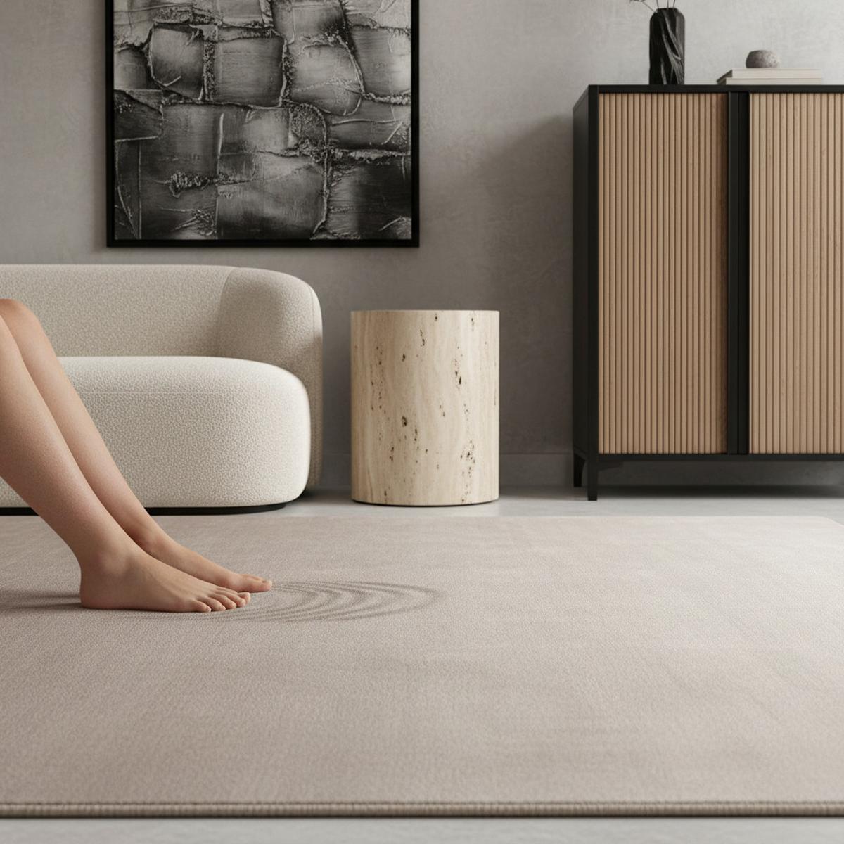 TEPPICH Kurzflor Waschbar LECH in Creme, einfarbig, 140 x 200 cm - Beige, Textil (200/140cm) - KADIMA DESIGN