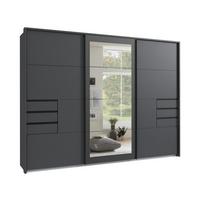 SCHWEBETÜRENSCHRANK 3-türig B273/H213/64 cm in Grafit mit Passepartout & Spiegel & Schubladen, Kleiderschrank inkl. Vollausstattung / 22504 - Blau/Graphitfarben, Holzwerkstoff/Metall (273/213/64cm) - luma-home