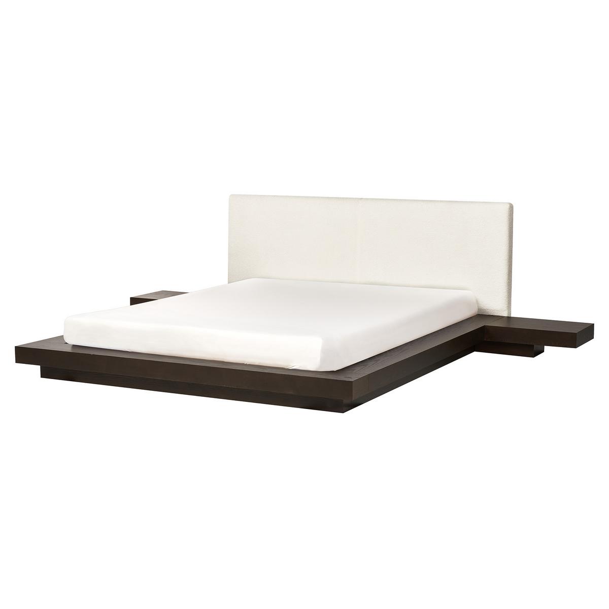 BETT mit Lattenrost 160/200 cm MDF-Platte Dunkelbraun Zen - Dunkelbraun, Holz (160/200cm) - Beliani