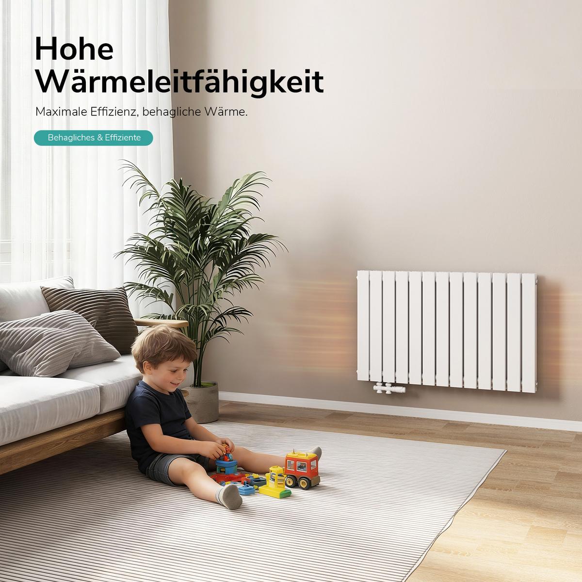 HEIZKÖRPER Flachheizkörper Weiß 63/100/6,6 cm - Weiß, Metall (100/63/6.6cm) - EMKE