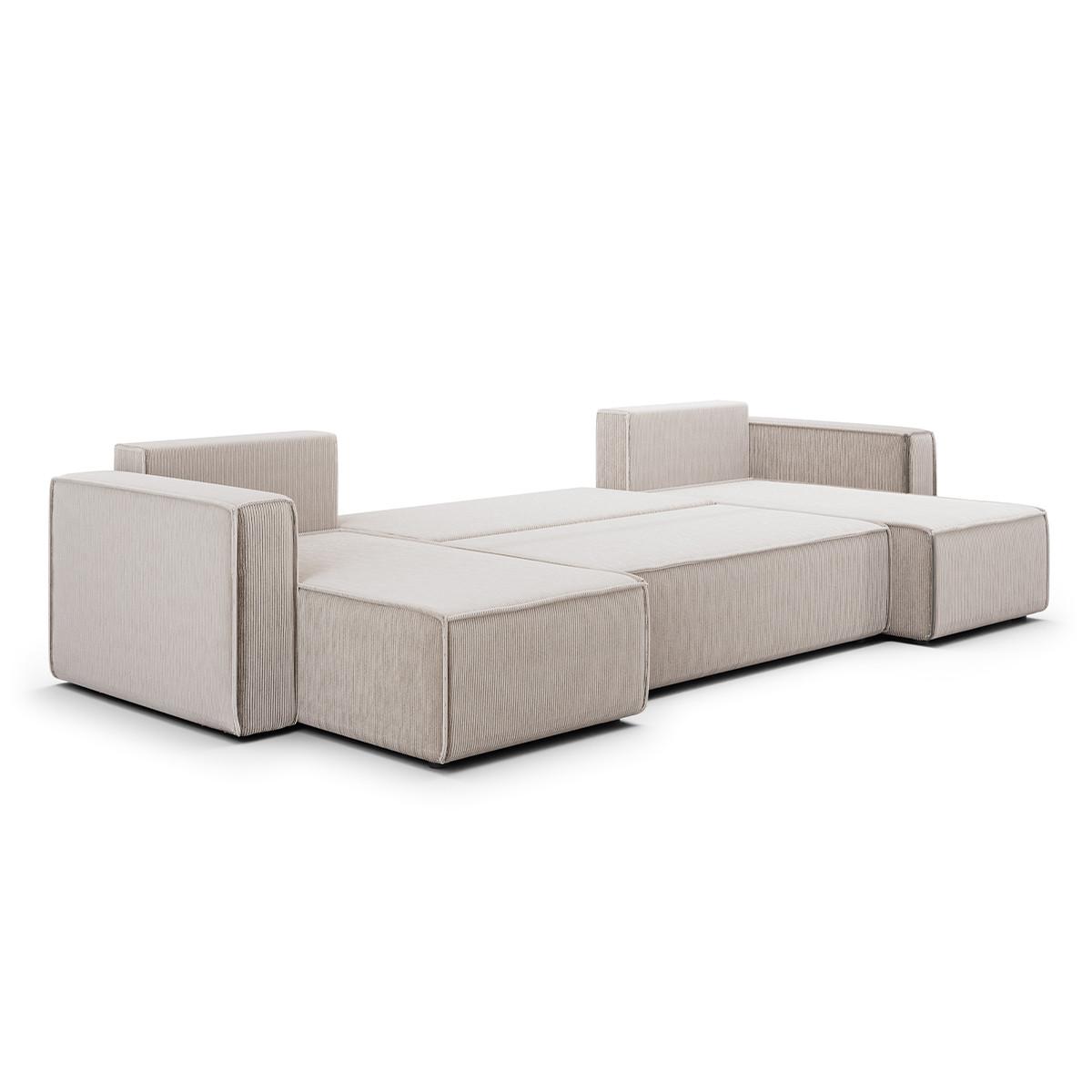 PANORAMASOFA Ezekiel 5 Sitzplätze Beige - Weiß, Holz (309/73/145cm) - Petits-meubles