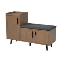 SCHUHBANK 100 cm Natur mit Stauraum, 3 Türen und gepolstertem Sitz für Flur - Naturfarben, Holzwerkstoff (100/68.5/34cm) - Urban Meuble