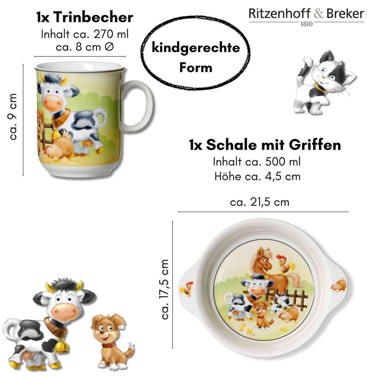 KINDERGESCHIRR Hoftiere bunt - Multicolor, Keramik (2/2/2cm) - Ritzenhoff Breker