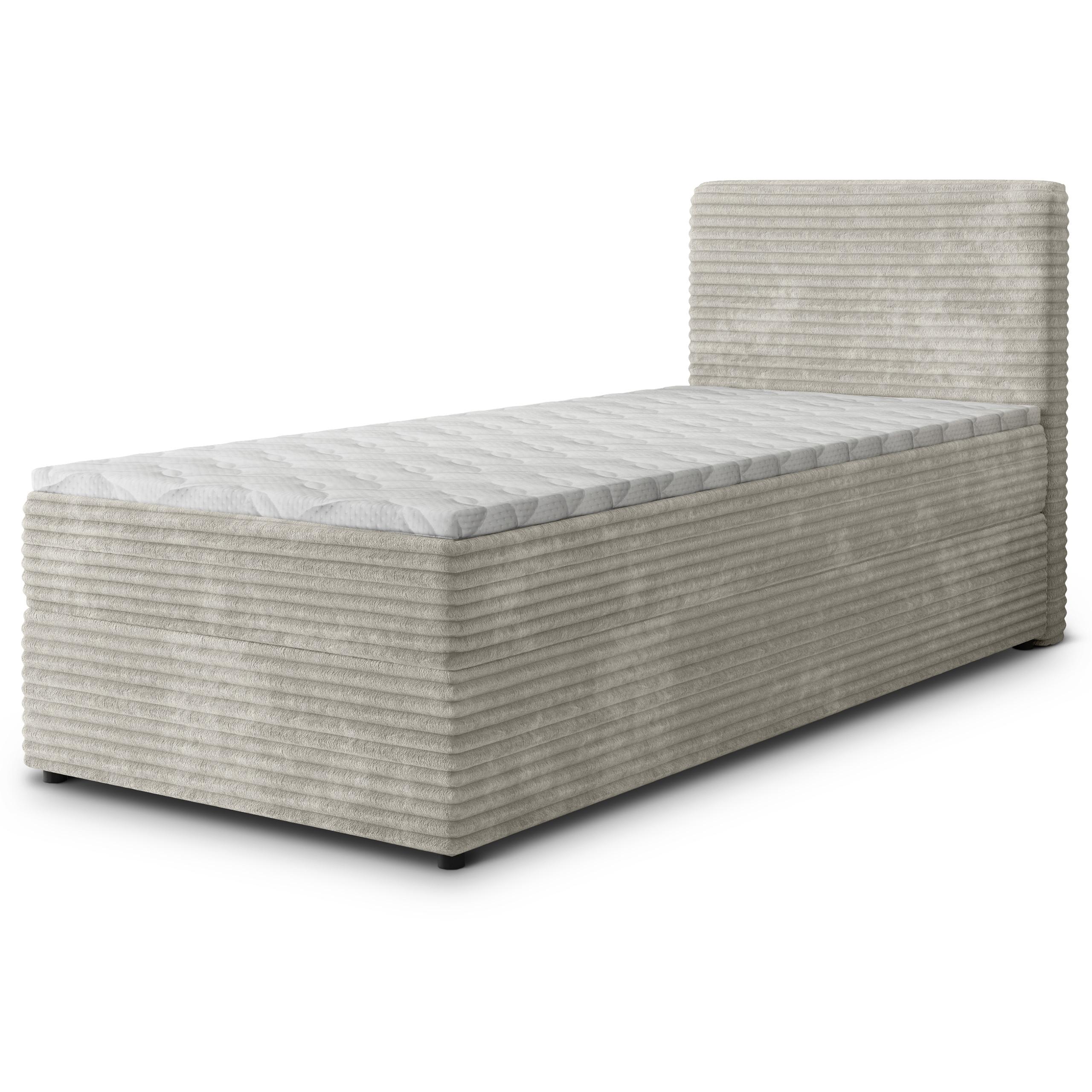 BOXBETT PISA 90 90x200 cm mit Matratze und Topper, H2+H3 - Hellgrau - Hellgrau, Holz (90/200cm) - MASSENO