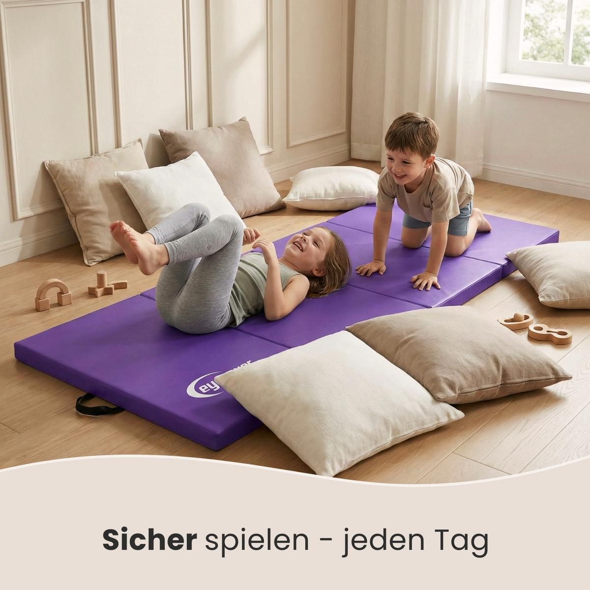 GYMNASTIKMATTE zum Wenden - 180/60/5 cm Faltbare Turnmatte - Lila, Kunststoff (60/180cm) - eyepower