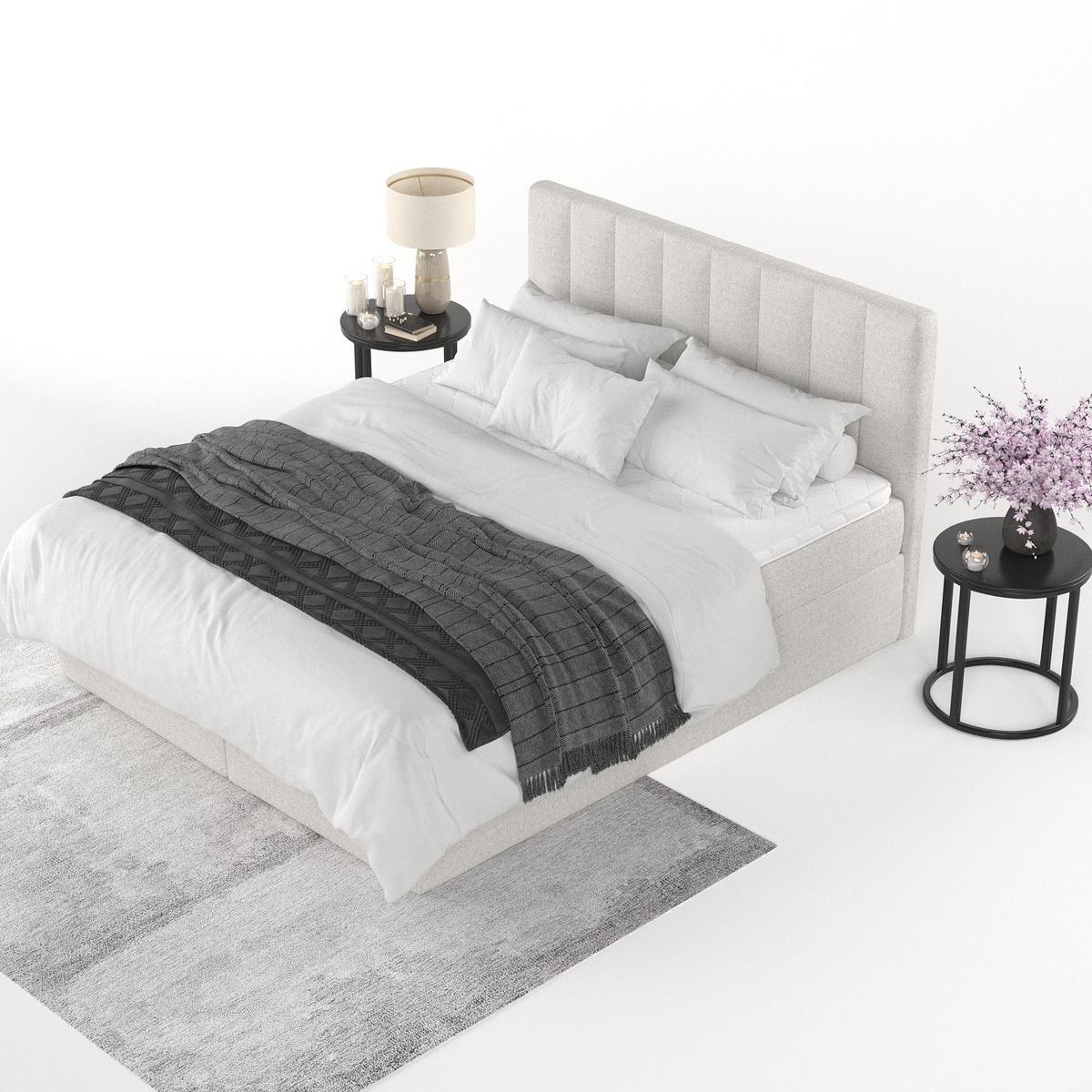 BOXBETT Lusso 140/200 cm Hellbeige im Riva Stoff - Sandfarben/Schwarz, Holz/Holzwerkstoff (140/200cm) - AltaBeds