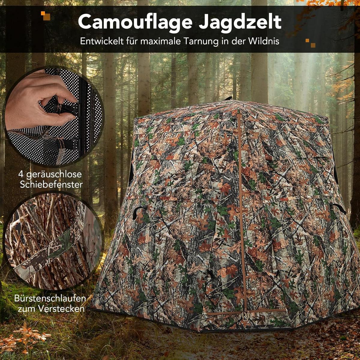 JAGDZELT Camouflage - Multicolor, Textil (211/175/211cm) - COSTWAY