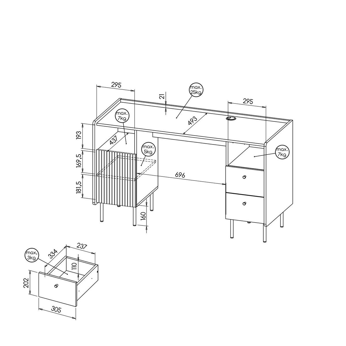 SCHREIBTISCH KREON 135x55x79 cm Bürotisch Computertisch, Braun - Braun, Holzwerkstoff (55/135/79cm) - MASSENO
