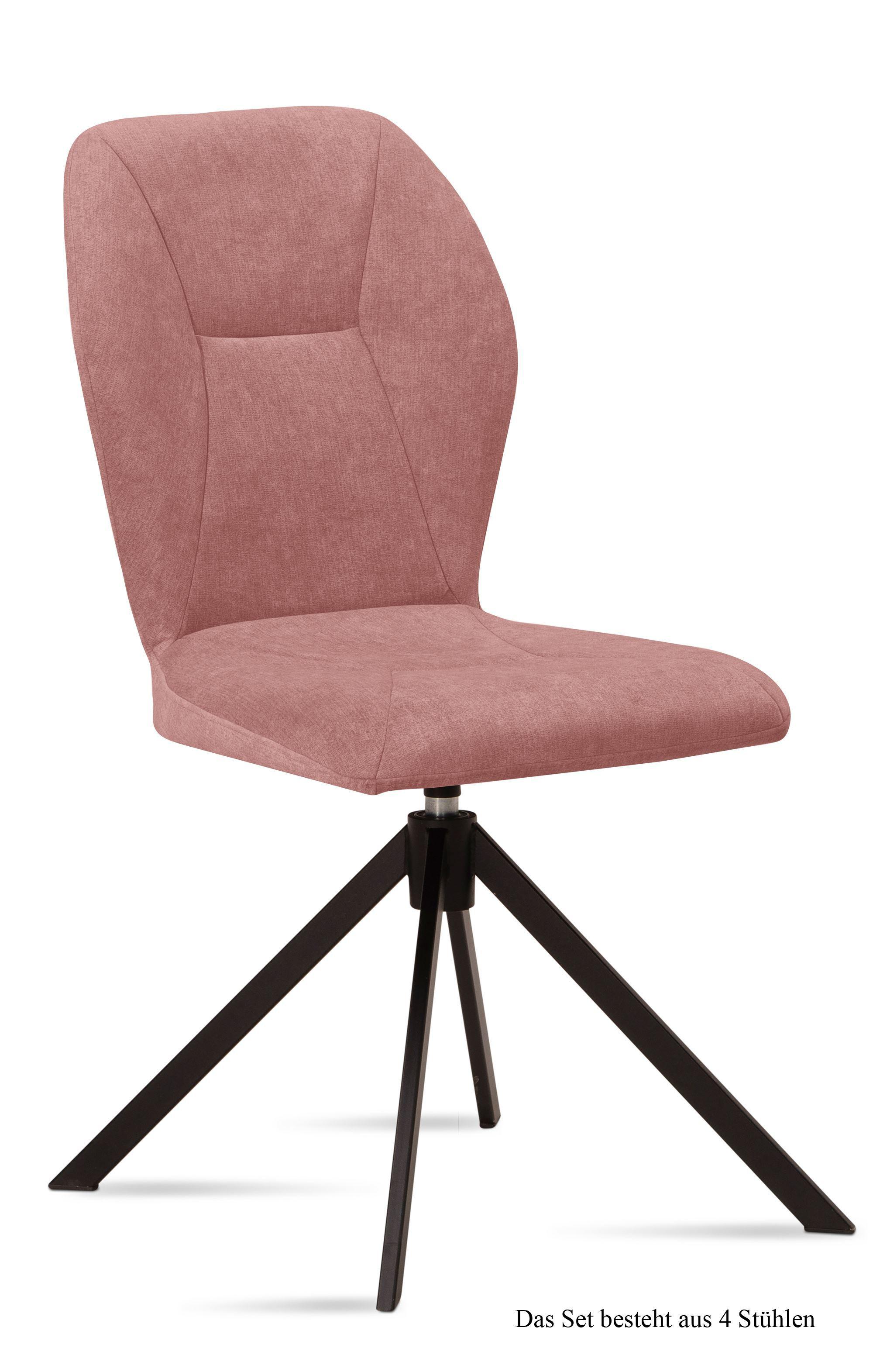 ESSZIMMERSTUHL drehbar (4er-Set) Denyse 51x92x60 Schwarz/Rosewood - Dunkelrosa/Schwarz, Kunststoff (60/92/51cm) - 58aufmkessel