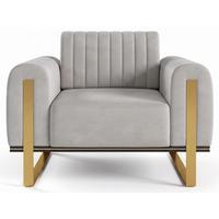 SESSEL Parissa 106 cm - Goldfarben/Hellgrau, Holz/Metall (106/79/92cm) - Selsey