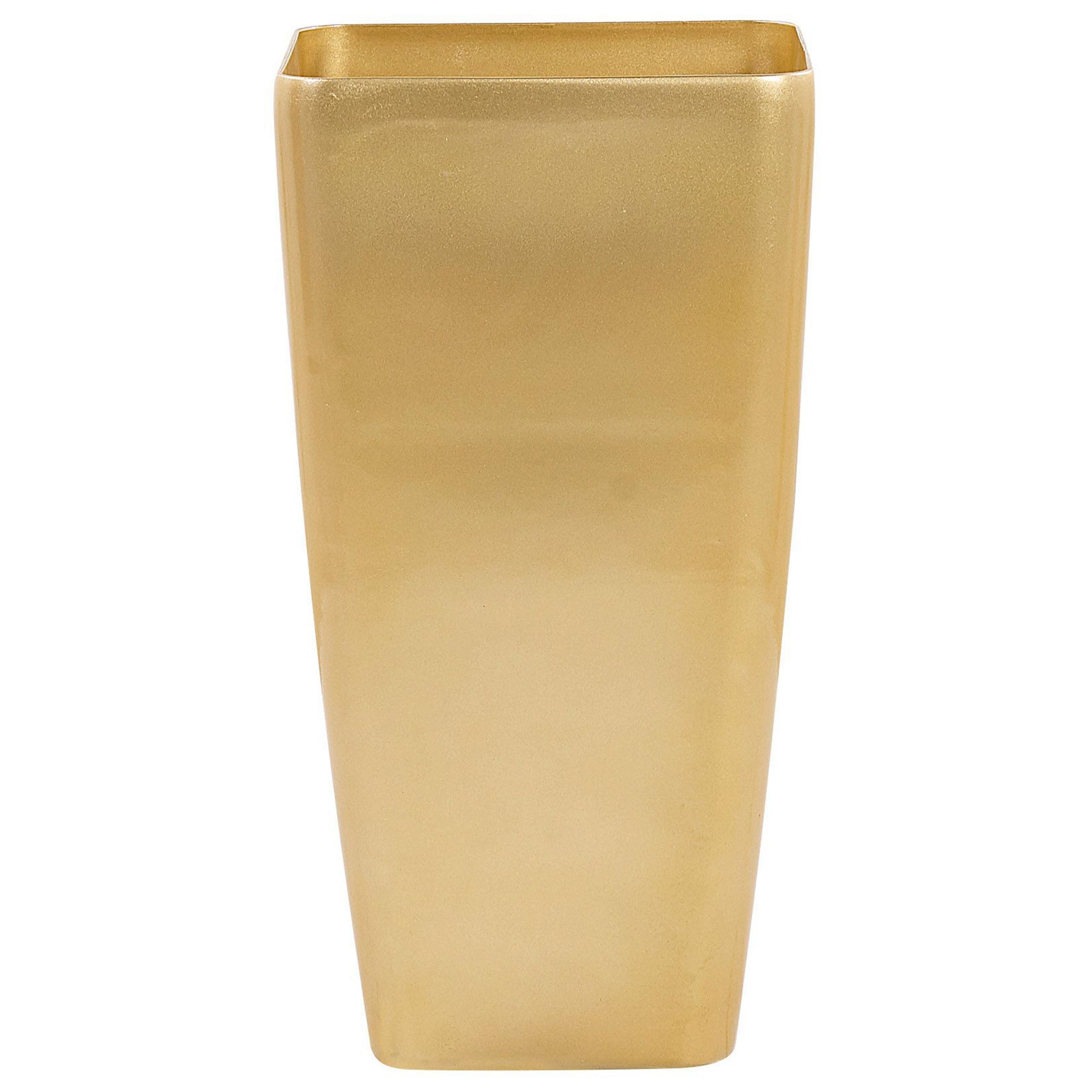 BLUMENTOPF gold rechteckig 40/40/76 cm Modi - Goldfarben, Stein (76cm) - Beliani
