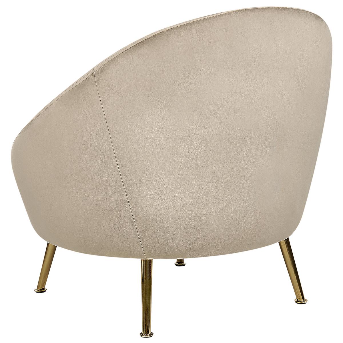 SESSEL Samtstoff taupe Langa - Beige/Goldfarben, Textil (80/81/76cm) - Beliani