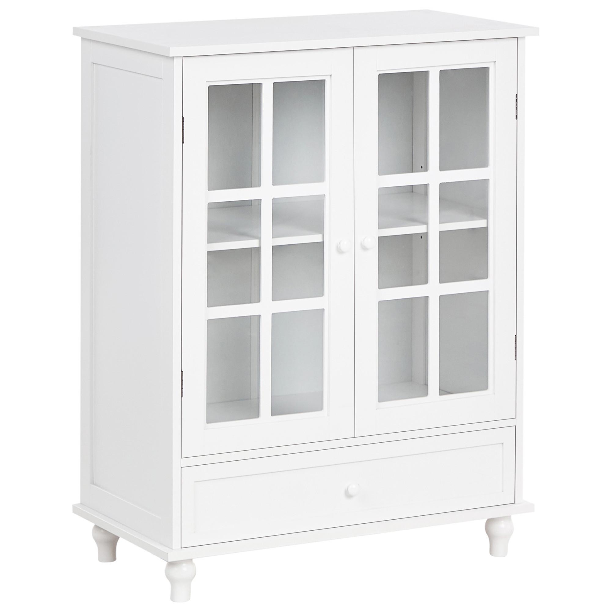 SIDEBOARD mit Glastüren 71 cm Weiß Carlet - Weiß, Holzwerkstoff (71/93/38cm) - Beliani