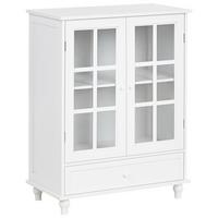 SIDEBOARD mit Glastüren 71 cm Weiß Carlet - Weiß, Holzwerkstoff (71/93/38cm) - Beliani