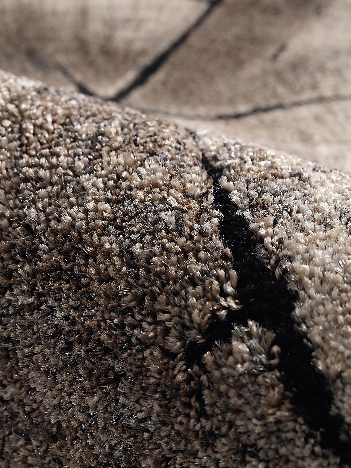 TEPPICH Kurzflor OGLIO Abstrakt Polypropylen-Polyester Natur Ø 120 cm Rund - Beige, Textil (120/120cm) - KADIMA DESIGN
