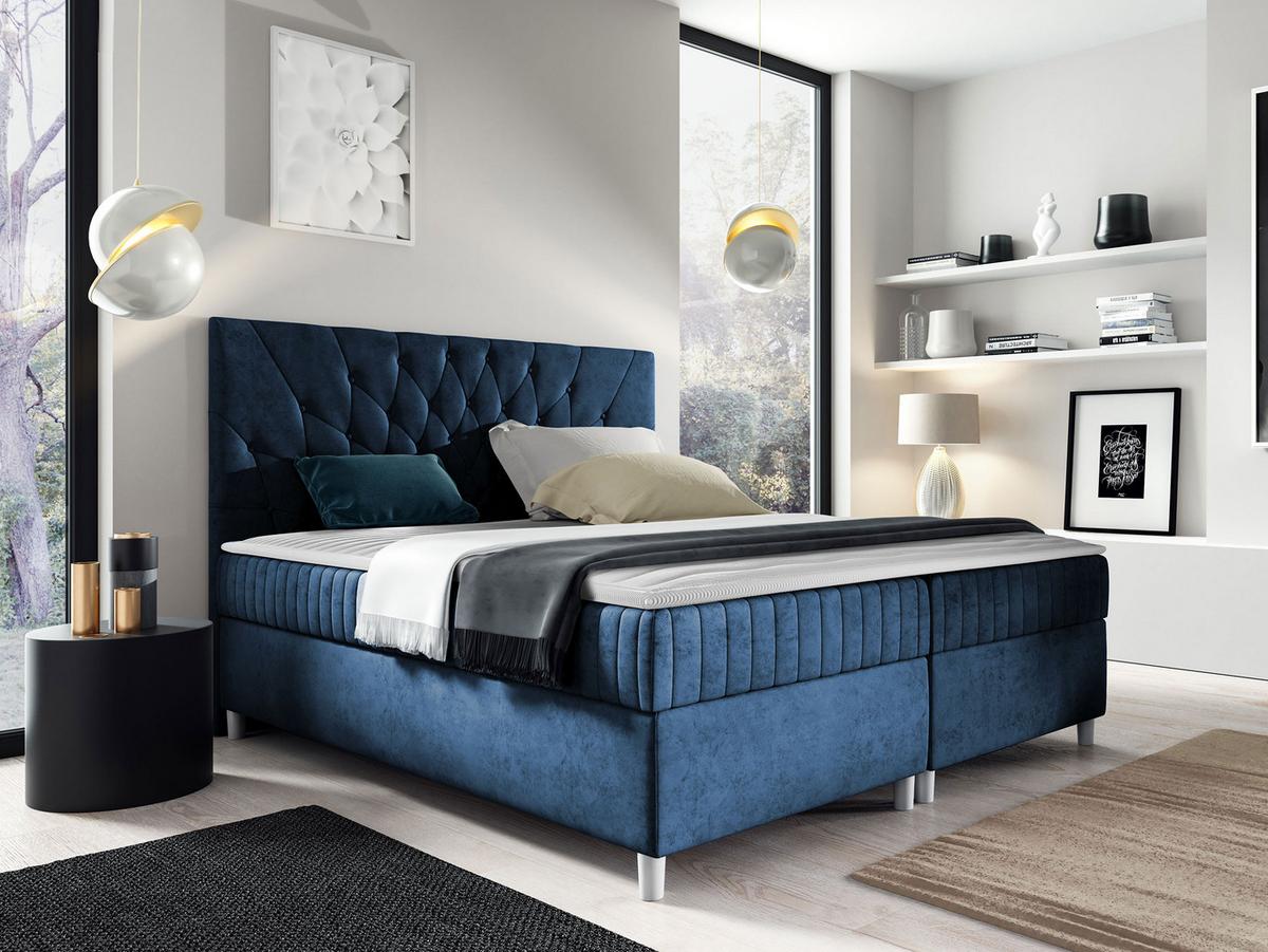 BOXBETT Prowansja - H3 - Blau, Holz (160/200cm) - MIRJAN24