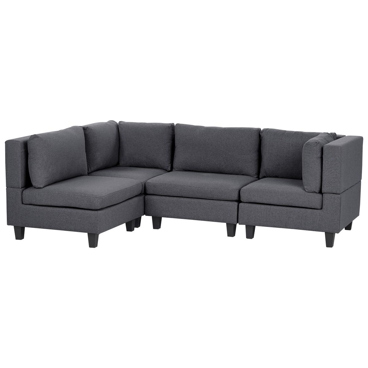 ECKSOFA Modul 4-Sitzer rechtsseitig Dunkelgrau Stoff Unstad - Dunkelgrau/Grau, Textil (228/152cm) - Beliani