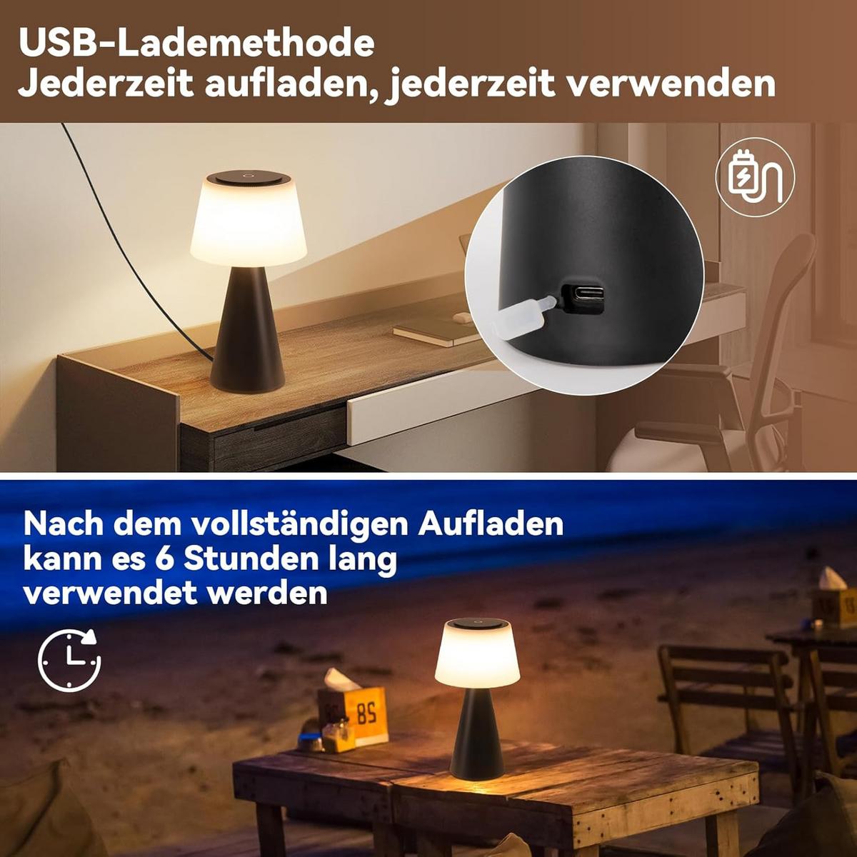 TISCHLEUCHTE Brenndorf 13/13/24 cm - Schwarz, Metall (13/13/24cm) - ZMH