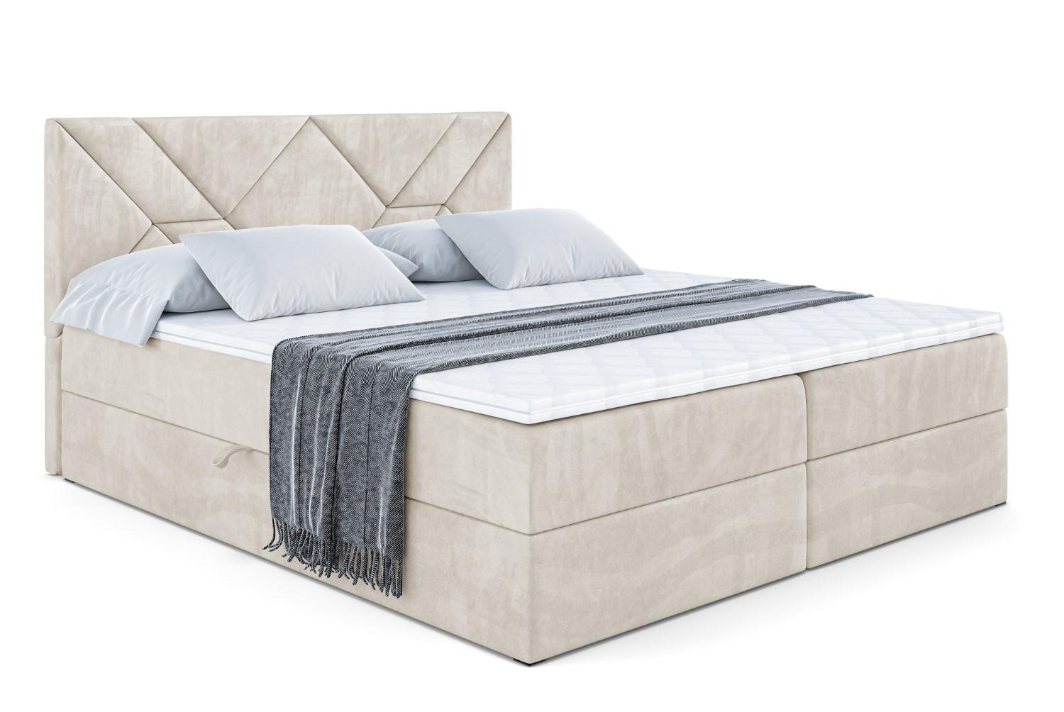 BOXBETT mit Matratze H4 und Lattenrost - BARWA - 140 x 200 - H4 - Ecru - Ecru, Holzwerkstoff (140/200cm) - ALTDECOR