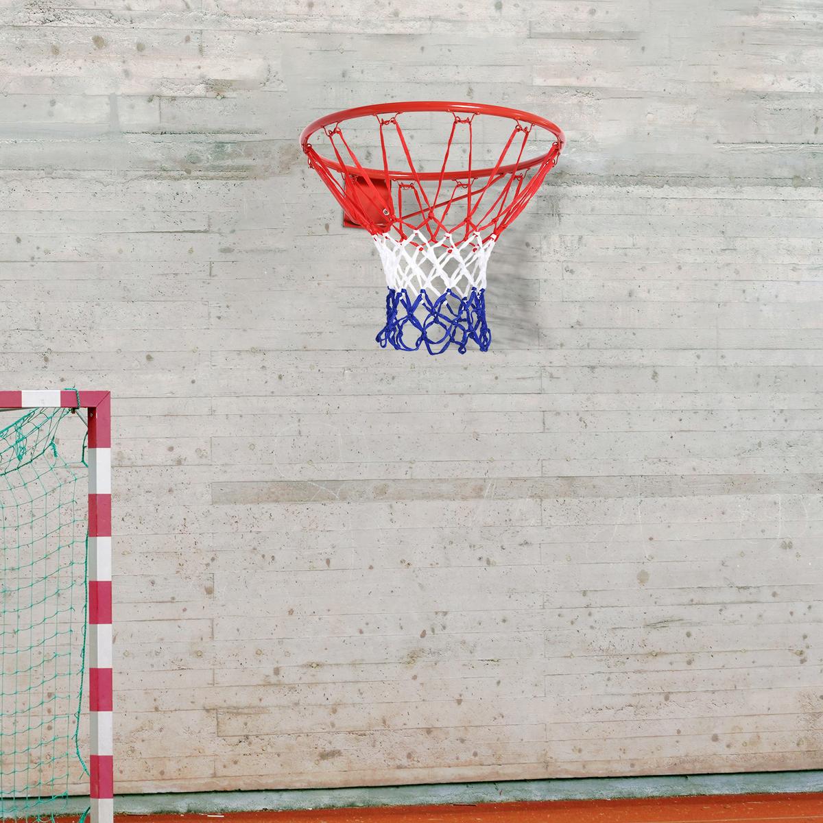 BASKETBALLKORB mit Netz Basketballnetz Metallrohr Rot+Blau+Weiß ø46 cm - Rot, Metall (1.6/46cm) - HOMCOM