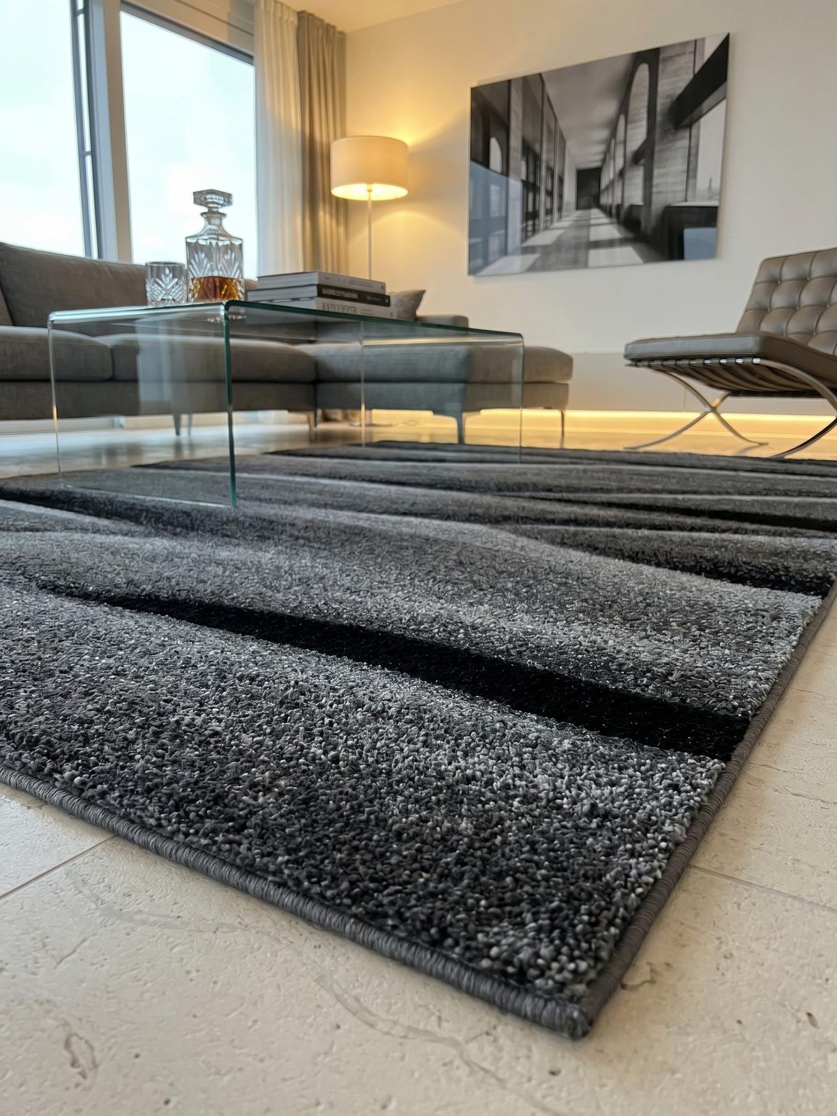 KURZFLORTEPPICH SOLDA, mit Farbverlauf, Schwarz, 160 x 230 cm - Schwarz, Textil (160/230cm) - KADIMA DESIGN