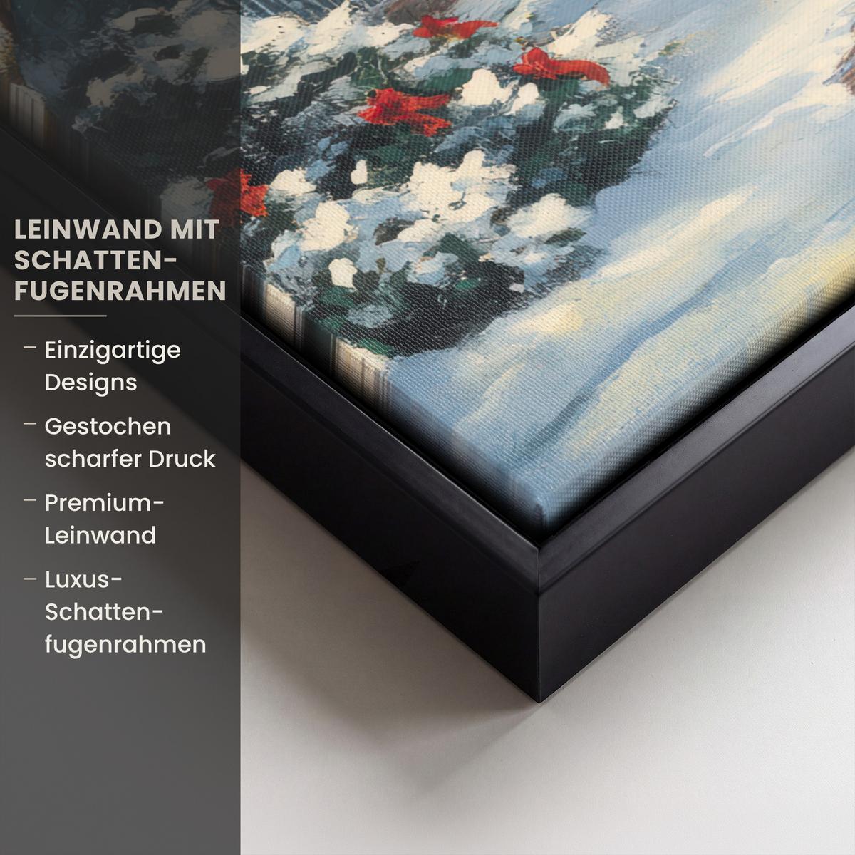 LEINWAND Bilder mit Rahmen - Weihnachten - Weihnachtsbaum - Winter - Zuhause - Schnee - 30x40 - Smaragdgrün, Textil (30/40cm) - MuchoWow