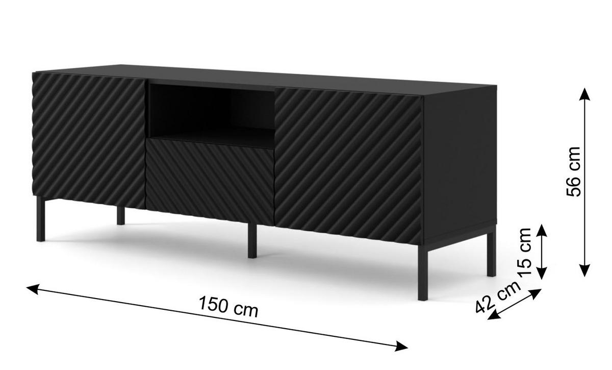 TV LOWBOARD Schwarz, Schwarz 150/56/42 - Schwarz, Holzwerkstoff (150/56/42cm) - RAUMHIRSCH FURNITURE