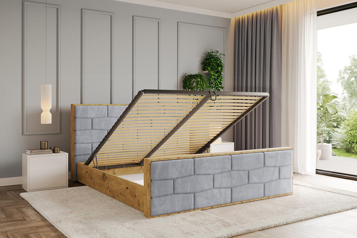POLSTERBETT mit Bettkasten, Fußteil und Lattenrost, Boxbett mit Matratze H3/H4 - ENZO8-Z 180x200 Hellgrau - Hellgrau, Holzwerkstoff/Textil (180/200cm) - ALTDECOR