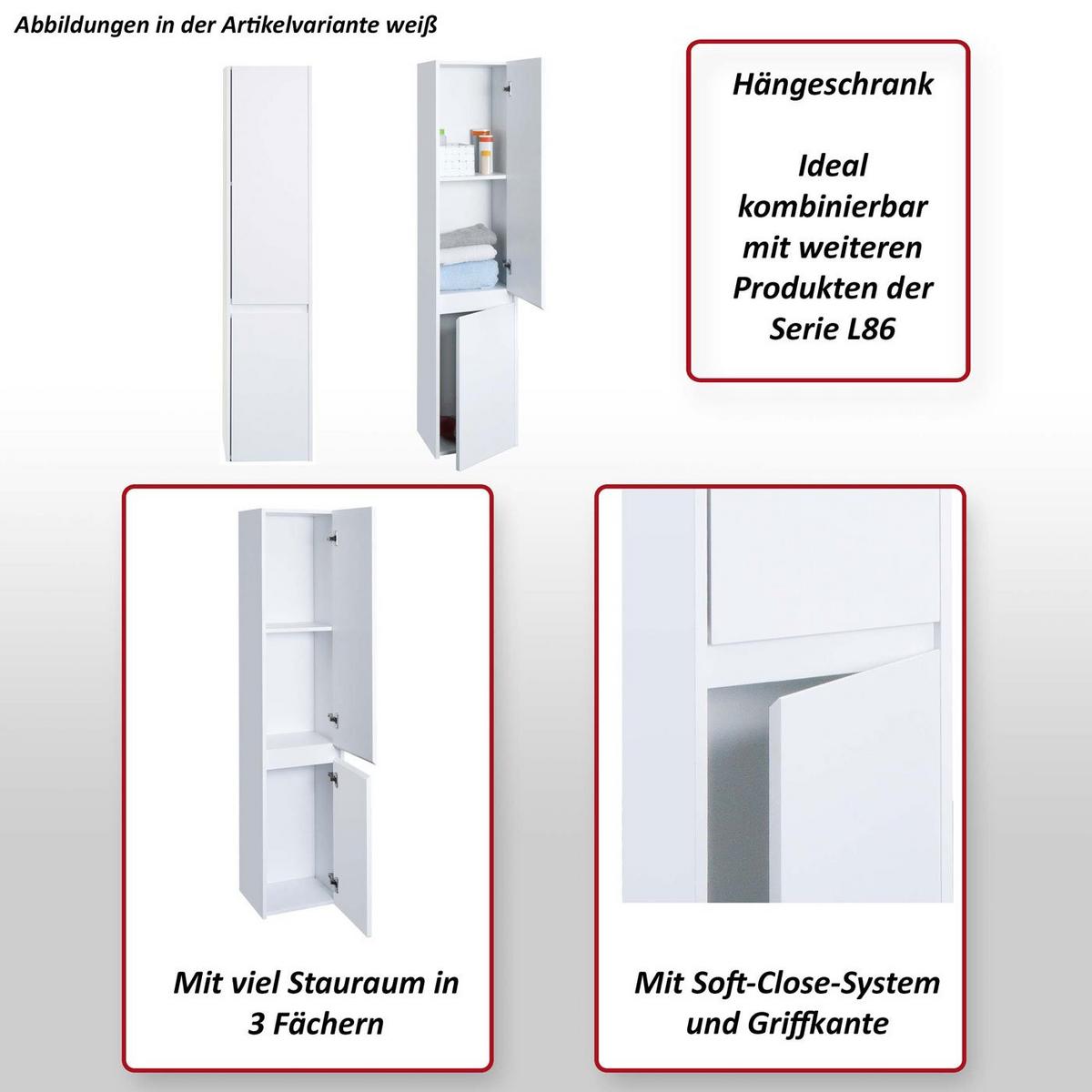 HÄNGESCHRANK Marmor Weiß Dekor - Weiß/Grau, Holzwerkstoff (33/160/28cm) - MCW
