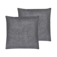DEKOKISSEN 2er-Set Dunkelgrau 45/45 cm Aspidistra - Dunkelgrau, Textil (45/45cm) - Beliani