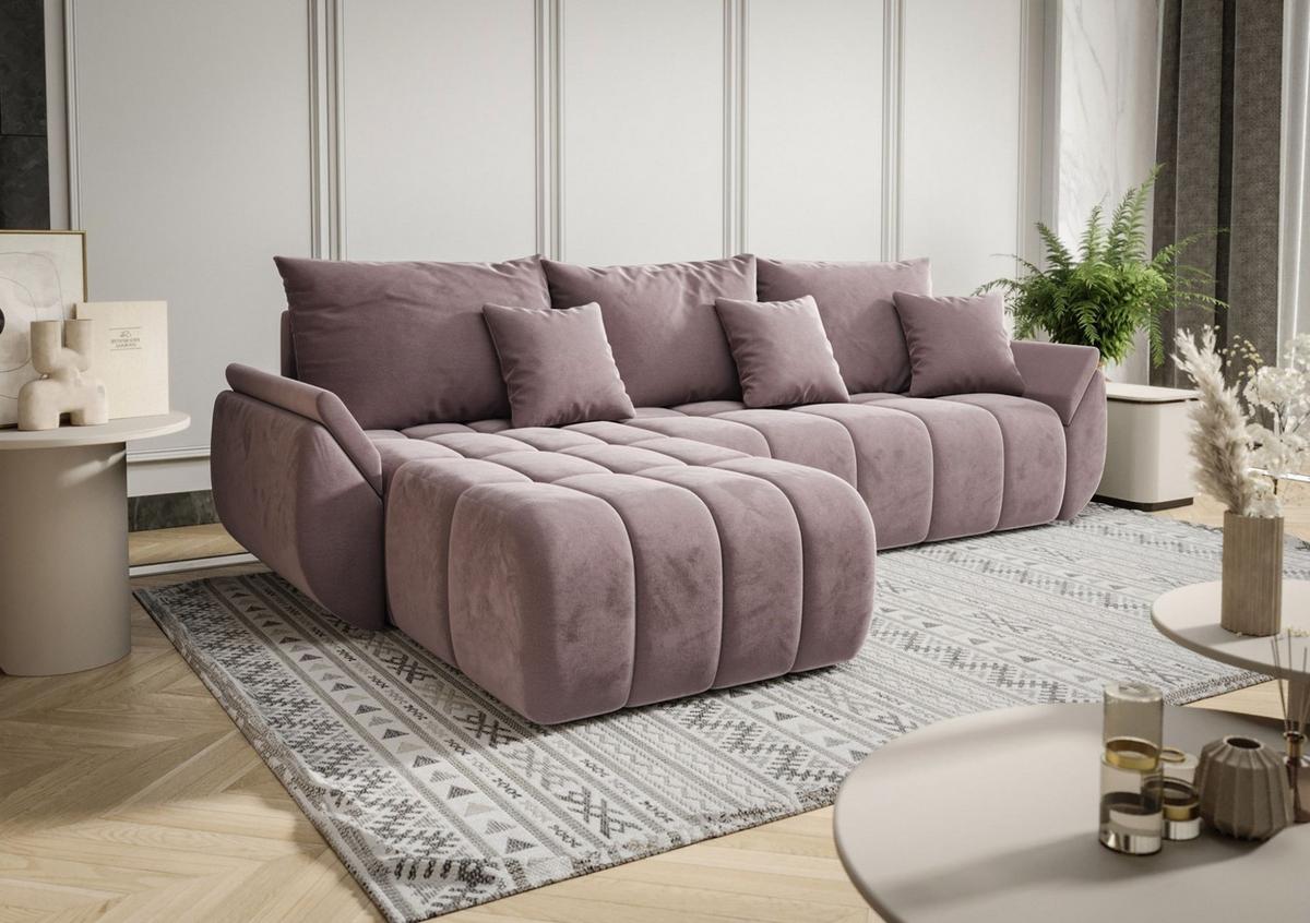 ECKSOFA Louise - Flieder, Holzwerkstoff/Textil (185/280cm) - Fun Möbel