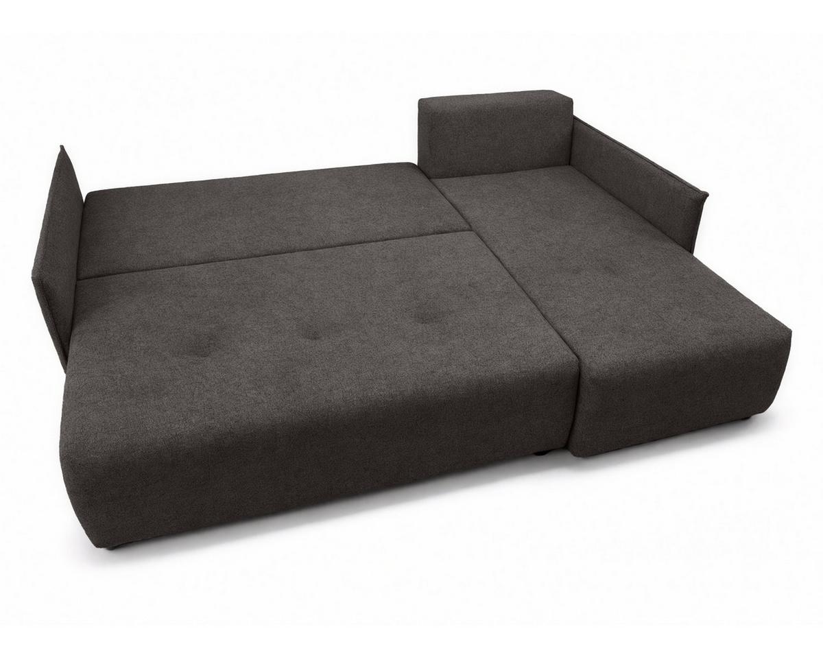 ECKSOFA L Form Damascus Dunkelgrau 212/143/88 cm Rechts mit Schlaffunktion - Dunkelgrau/Schwarz, Kunststoff/Textil (212/143cm) - AX Living