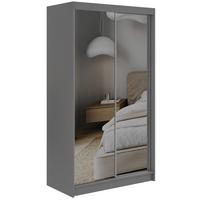 SCHWEBETÜRENSCHRANK mit Schubladen 120 - DUBROWNIK - Grau mit Spiegel - Alufarben/Grau, Holzwerkstoff/Metall (120/216/61cm) - MKS