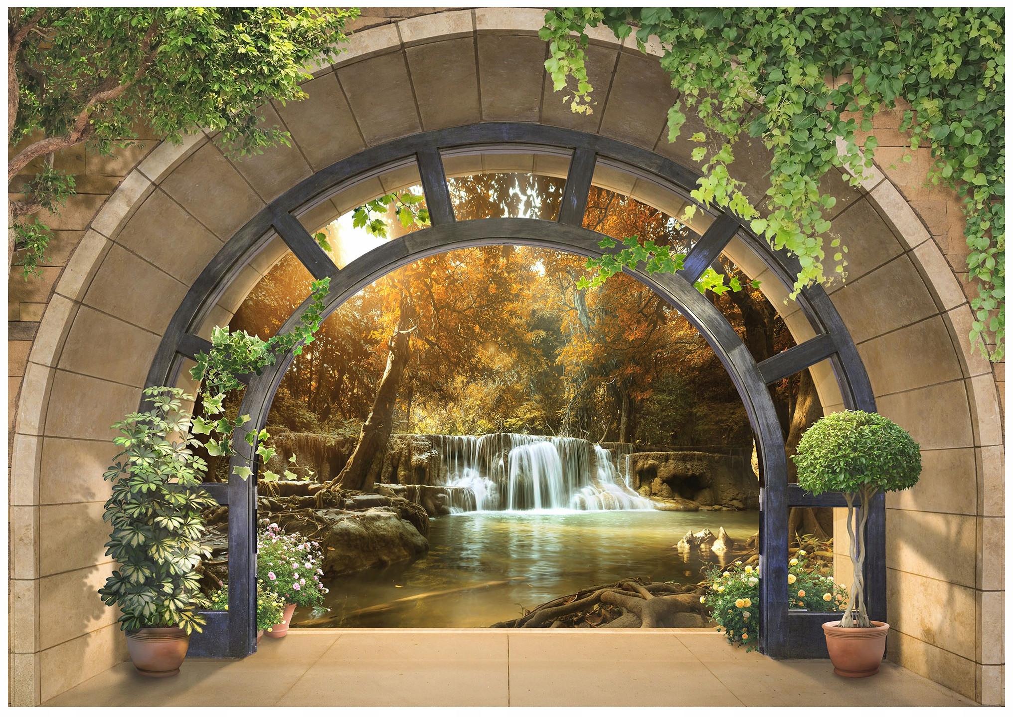 FOTOTAPETE 3D Effekt Wasserfall Vlies Tapete 150x105 - Multicolor, Papier (150/105cm) - Wallarena