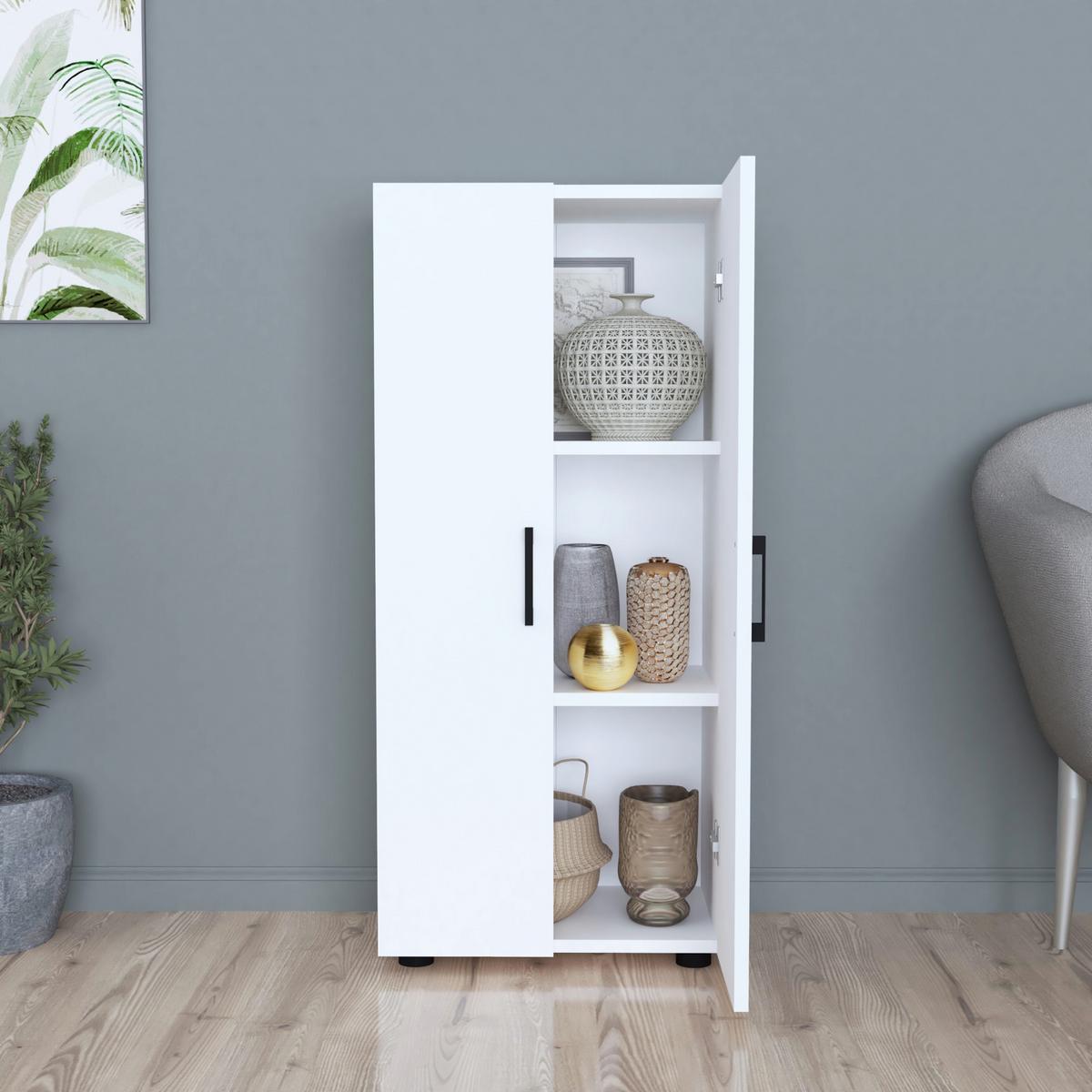 MEHRZWECKSCHRANK Åsnes - Weiß, Holzwerkstoff (49/108/32cm) - [en.casa]