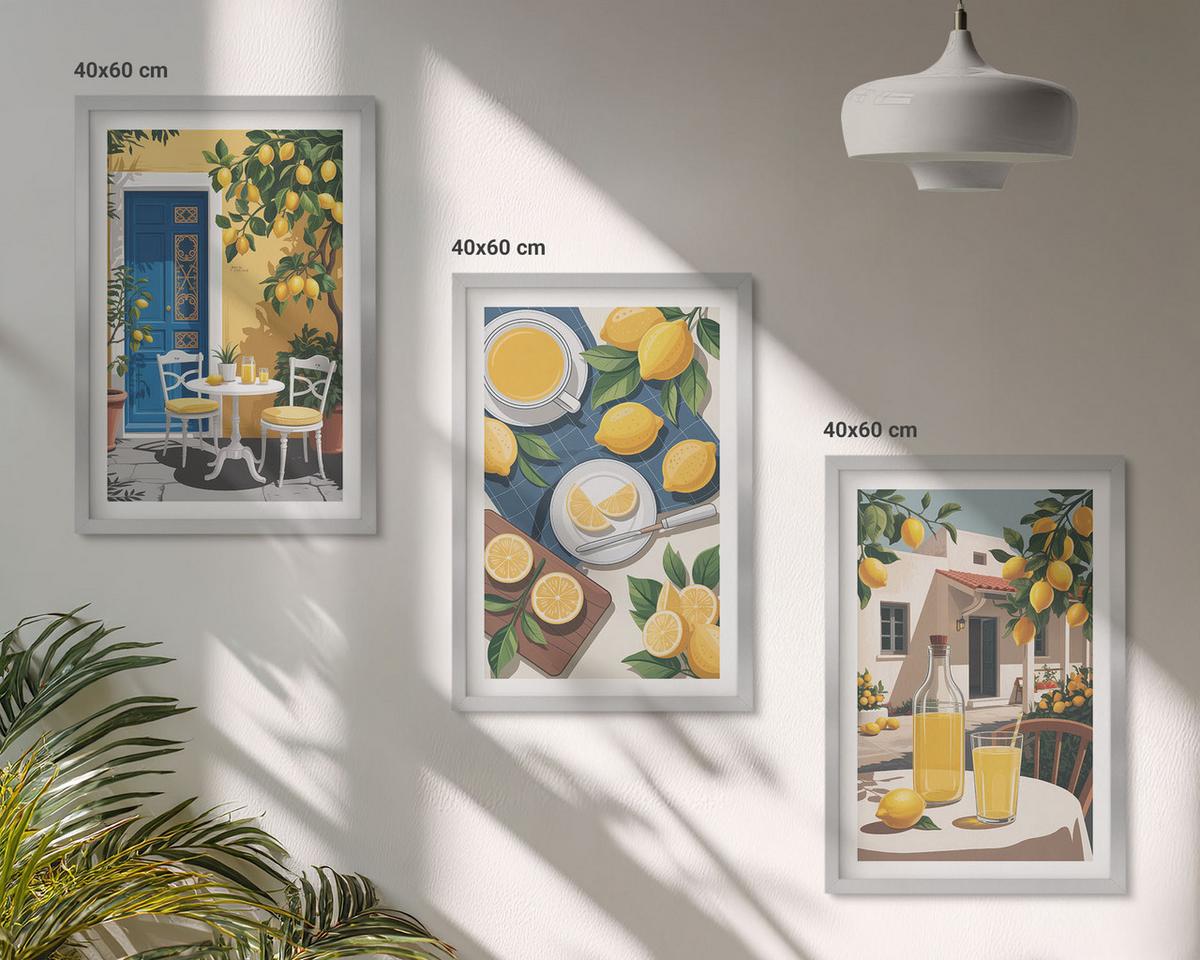 BILDER SET 3er Set - 40x60 cm Silberner Rahmen - Patio Sun Limonade - Silberfarben, Kunststoff (40/60cm) - TULUP