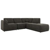 ECKSOFA NOARA 5M L Dunkelgrau Velvet - Rechts - Dunkelgrau/Schwarz, Kunststoff/Textil (267/244cm) - MKS
