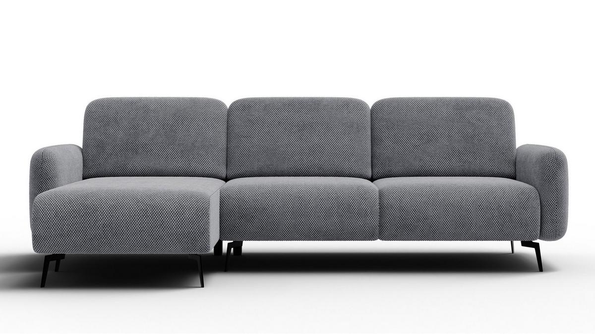 ECKSOFA FEBE 4-Sitzer links, grau - Schwarz/Grau, Holz/Textil (264/157cm) - Wozimo