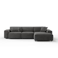 ECKSOFA RANI Grau Cord - Dunkelgrau/Schwarz, Kunststoff/Textil (299/189cm) - KAWOLA